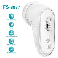 Valleycomfy Lint Remover for Clothes Fabric Shaver 2 Speeds and 3 Shave Heights - Battery Operated, Lint Pills Defuzzer with 2 Replaceable, Adjustable 3D Suspension Blades (White)