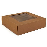 Cakesupplyshop K894G - Strong Superior Quality 9 X 9 X 2.5 Kraft/brown PIE & Cupcake Window Boxes - 10pack