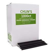 100% Biodegradable Solid Black Paper Drinking Straws Bulk -1000 count, 7.75 inch, for Cocktail, Cafe, Coffee Sip Straw and Restaurant by CHUN'S STORE