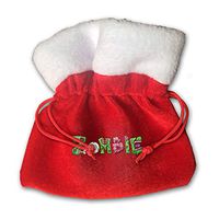 NRIEG Zombie Text Christmas Candy Bags Santa Claus Gift Treat Sacks with Drawstring Xmas Stocking Ornaments Decor Handbag