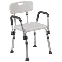 Flash Furniture HERCULES Series 300 Lb. Capacity Adjustable White Bath & Shower Chair with Quick Release Back & Arms