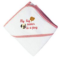 My Big Sister Is A Pug Boys-Girls Cotton Baby Hooded Towel - Red, One Size