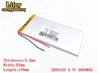 3.7V 5000mAh 3283150 Lithium Polymer Ion Rechargeable Battery Lithium Polymer Li-Po Battery for MP4 GPS MP3 Bluetooth Stereo DIY Gift