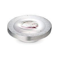 [32 Count - 12 Oz Bowls] Laura Stein Designer Tableware Premium Heavyweight Plastic White Soup Bowl With Silver Designed Border, Party & Wedding Plate Glitz Series Disposable Dishes