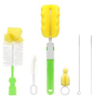 6 in 1 Bottle Brush Cleaner Kit Cleaning Brush Set Sponge Cups Sports Nursing Bottle Baby Nipple Straws