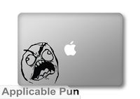 Rage Face Guy Meme - 5" Black Vinyl Decal Decorative Sticker - Sized for 13" Macbooks