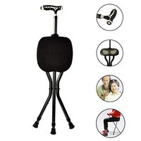 HLDWXN Elderly Crutches,Folding Cane Chair,Multi-Function Abduction Three-Legged Folding Walker with A Cane Stool,LED Handle+Telescopic Crutch,for Elderly, Handicapped