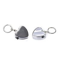 Metal Heart-shape Pill Box Keychain Two Compartment Medicine Holder Container Silver Plated Vitamin Drug Case Organizer Keyring Pack of 2
