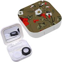 Portable Contact Lens Case Box Travel Kit Mirror + Bottle + Tweezers Container Holder [ Blossom Floral Vintage ]