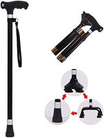 XIAOXIAO Multifunctional Folding Crutches, Non-Slip Cane Lightly Adjustable Aluminum Walker with Light Suitable for Middle-Aged and Elderly People