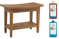 AquaTeak Patented 24" Maluku Teak Shower Bench with Shelf & AquaTeak Two-Step Care Kit