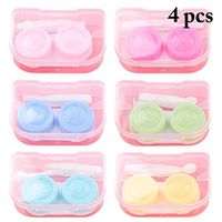 JUSTDOLIFE 4PCS Contact Lens Holder Portable Contact Lens Cases with Tweezers Applicator