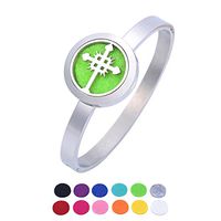 HOUSWEETY Sun Cross Aromatherapy Essential Oil Diffuser Locket Bracelet Stainless Steel Locket Bangle