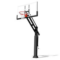 Pro Dunk Gold Without Rust Armor Driveway Basketball Goal Hoop with a High-Performance 60 Inch Glass Backboard That Can Be Effortlessly Adjusted Down To an Industry Low 5 Feet