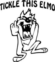 Tickle This Elmo Taz Fcuk You Finger Funny Car Truck Window Decor Decal Sticker - Die cut vinyl decal for windows, cars, trucks, tool boxes, laptops, MacBook - virtually any hard, smooth surface