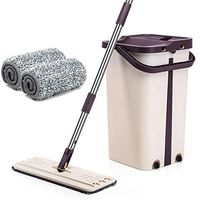 Gotian Cleaning Tools,Sided Non Hand Washing Flat Mop Wooden Floor Mop Dust Push Mop Home, Bucket, Mop Rack, Rag, Convenient Storage, Saves The Space, Superfine Fiber Mop