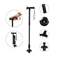 Foldable Walking Cane –8 Section Height Adjustable Walking Stick with Wrist Strap,3-Point Rubber Base and Ergonomic Handle, Ideal for The Physically Challenged People and The Elderly