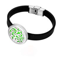 HOUSWEETY Aromatherapy Essential Oil Diffuser Bracelet-Stainless Steel Locket Bracelet,11 Refill Pads(Non-engraving)