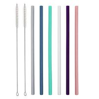 Senneny Set of 6 Silicone Drinking Straws for 30oz and 20oz Tumblers Yeti/Rtic- Reusable Silicone Straws BPA Free Extra Long with Cleaning Brushes- 6 Straight- 6mm diameter