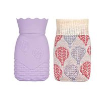 Xboun Microwave Heating Bottle Environmental Silicone Transparent Hot Water Bag with Knit Cover, Hot & Cold Therapies-Gift for Birthday, Christmas, Valentine's Day, Gift Exchange Party (Small, Purple)