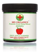 300mg 30ct. MD Organics Pure Organic Hemp Oil Gummies Juicy Apple Vegan Pain Stress Immune Support Mood Skin Hair Vitamins Omegas Amino Acids Lab Tested Certified