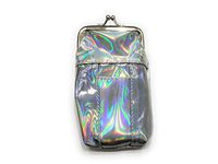 Vinyl Iridescent Design Cigarette Pouch Pack Holder with Lighter Pocket (Silver)