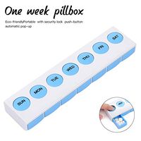 JUST N1 Pill Case Organizer Household Portable Travel Weekly Pill Box Plastic Drug Storage Box with Security Lock Button Type Automatic