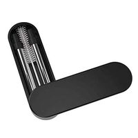 HomMall Reusable Collapsible Drinking Straws, Portable Stainless Steel Telescopic Straws with 1 Metal Case and 1 Cleaning Brush(Black)