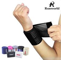 Runworld (1 Pair) Elastic Breathable Wrist Support Brace Compression Bandage Wrap for Men Women Weightlifting, Cross Training, Workout, Gym, Powerlifting, Bodybuilding (Black)