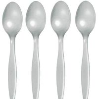 Creative Converting 010587B Shimmering Silver Cutlery (Prem) Bulk Spoons (12pks Case)