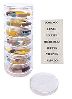Spanish Weekly Stackable 7 Day Clear Pill Organizer with 2 Lids and a Set of Spanish Labels (Large - Spanish)