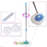 KCHEX>>>2 Microfiber Head Spinning Fast Cleaning w/Pole Easy Roto 360° Spin Magic Mop>Microfiber mop head works great wet or dry Banded strands make the mop super-absorbent Package Includes: