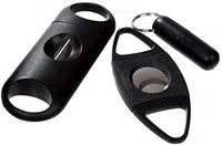 Mantello 3 Piece Cigar Gift Set - Guillotine Cigar Cutter - Cigar Punch Keychain - V-Cut Cigar Cutter