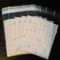 FidgetKute Pink & Blue #Check Plaid# Gift Bakery Cookies Soaps Self-Adhesive Cello Bags 100pcs One Size