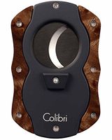 Cut Double Guillotine Cigar Cutter in an Attractive Gift Box Black with Black Blades Warranty Black Dark Burl Wood