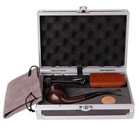 LUCKFY Tobacco Smoking Pipe Set & Stainless Steel Box Gift Case Packaging Wooden Tobacco Pipe with Wind Cap Cover, Pipe Stand, Cleaning Brush and Pipe Accessories