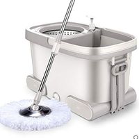 SHPING Mops Rotating mop, can rotate 360   degrees freely, wet and dry, no need to wash, automatic drying, used for kitchen floor cleaning (Color : Gray)