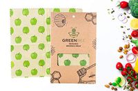 GreenBee - Reusable Beeswax Food Wrap | 4 PACK | Eco beeswax Wrap, Organic - Bees Wrap for Bread, Cheese & sandwich wrapping paper | 2S 1M 1L |