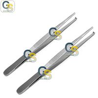G.S 2 PCS Thumb LAB Tweezers Tissue 1X2 Teeth Dissection Forceps 5" + 5.5" Economy Grade
