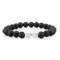 Bivei Essential Oil Diffuser Bracelet, Lava Rock Stone Bead Hametite Therapy Arrow Bracelet-Silver