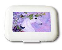 Small Weekly Pill Case - Watercolor Unicorn Travel Pill Organizer Box for Travel Safe Plastic Material 7 Small and 1 Large-Compartment