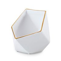 Kate Aspen 23205WT Gold Foil Rimmed Classic Design Geometric Shape Ceramic Boom Bowl Cell Phone Sound Amplifier, One Size, White