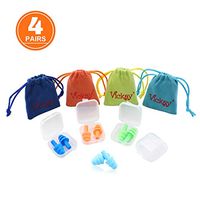 Ear Plugs for Sleeping Noise Cancelling, 4 Pairs Vickay Reusable Silicon Ultra Comfortable Earplugs 32dB for Travelling, Snoring, Working,Studying,Concerts with 4 Storage Cases+ 4 Travel Pouches