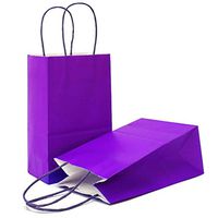 AZOWA Gift Bags Small Kraft Paper Bags with Handles (8 x 6 x 3 in, Purple, 25 Pcs)