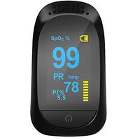 Fingertip Pulse Oximeter, Blood Oxygen Saturation Monitor for Pulse Rate and Blood Oxygen with Lanyard, Black