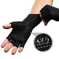 FITTOO Copper Arthritis Compression Gloves, Copper Infused Fingerless Gloves for Pain Relief, Rheumatoid, Arthritis, Ease Muscle Tension, Computer Typing, Sports(Large,2 Pair)