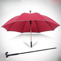 Adjustable Elderly Crutches Umbrella Multifunction Reflective Strip Umbrella Non-Slip Reinforce Portable Trekking Pole Outdoor Boost Crutches Umbrella,Red
