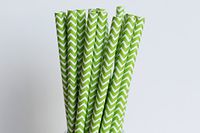 Lime Green Chevron Paper Straws (50)
