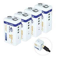 MELASTA 9V Lithium Battery - 4 Pack 9V Battery Rechargeable USB