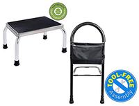 Vaunn Medical Bedroom Safety Bundle - Foot Step Stool and Bed Rail Grab Bar Handle